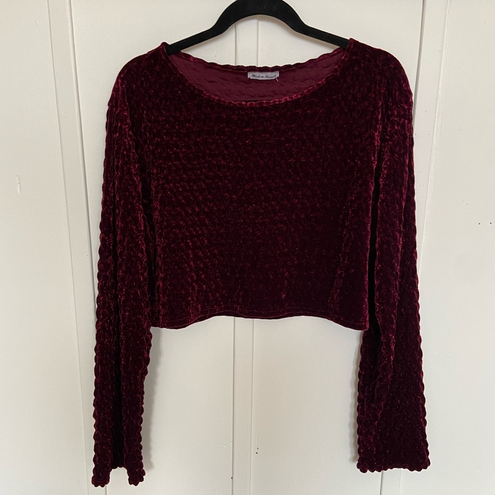 Red velvet flowy crop top